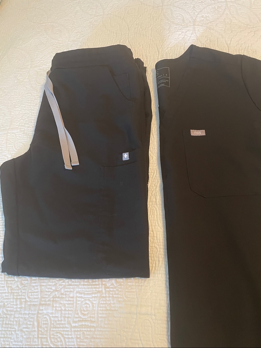 Figs scrub set, black, top Size S, pants S/P